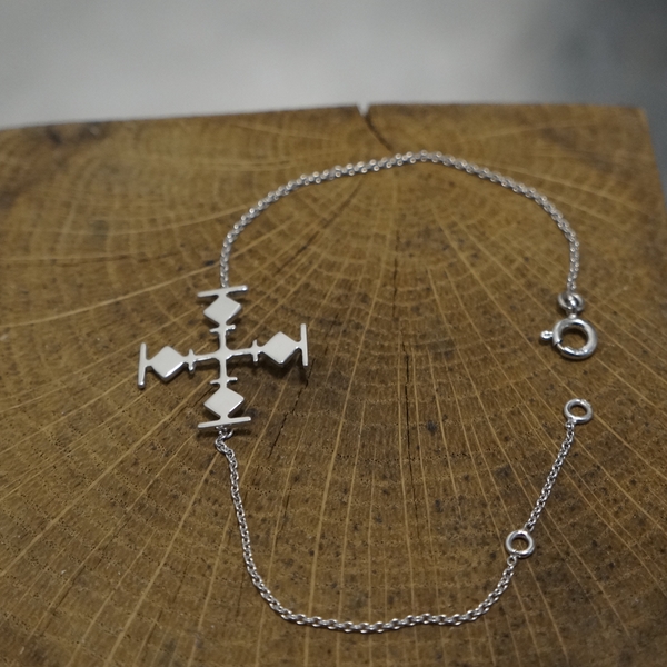 LARMADA Croix 2 cm Bracelet en Argent sur Chaine