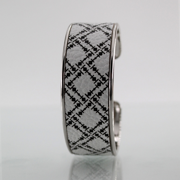 JonKar  LARMADA Multiple Noir sur cuir Rhodiage Argent Jonc L