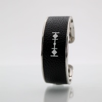JonKar  LARMADA - One Touch Blanc sur Cuir Rhodiage Argent Jonc L