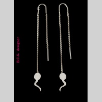 Z°ZO Zig-Zag Boucles d'Oreilles sur Chaine 5 cm  Argent Rhodié