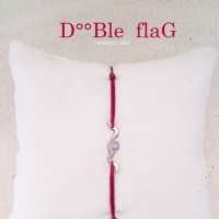 Z°ZO Double Flag Bracelet sur Cordon Argent Rhodié