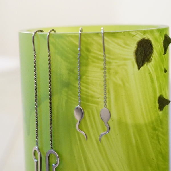Z°ZO Zig-Zag Boucles d'Oreilles sur Chaine 3 cm  Argent Rhodié